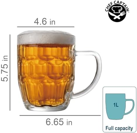 Dimple Stein Beer Mug - 20 OZ (4 Pack)