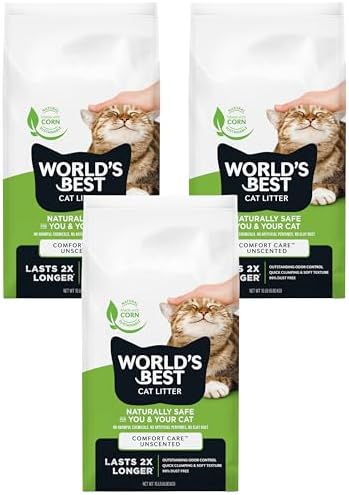 World's Best Cat Litter, Comfort Care, Unscented, Odor Control, 8 lb Bag | Gentle odor control for sensitive cats and lasts 2x longer; natural corn litter, quick clumping, flushable, 99% dust free