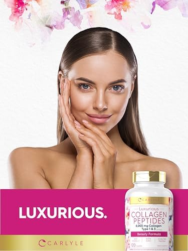 Carlyle Collagen Peptides with Vitamin C | 6000mg | 120 Caplets | Grass Fed Type I & III | Beauty Formula | Non-GMO, Gluten Free Supplement