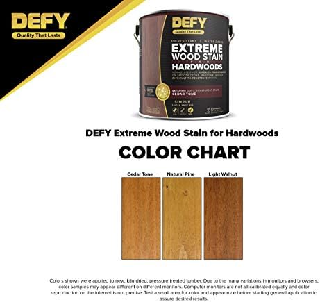DEFY Deck Stain Semi-Transparent for Hardwoods - Water Based, Matte Finish, Natural Pine - 1 Gallon