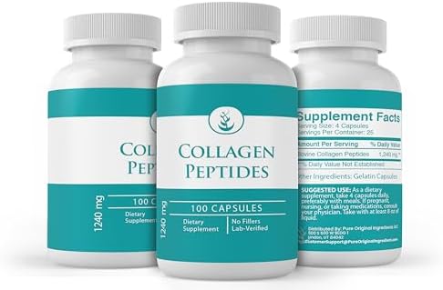 Pure Original Ingredients Collagen Peptide, (100 Capsules) Pure, No Additives Or Fillers, Lab Verified