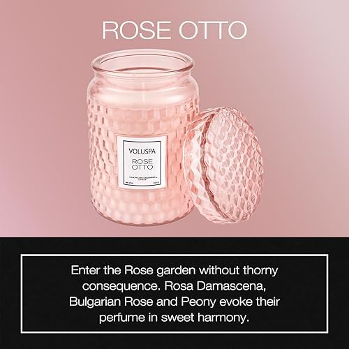 Voluspa Milk Rose, Large Candle Jar, 18 Ounce, 100 Hour Burn Time, Coconut Wax for Clean Burning, Handcrafted in the USA