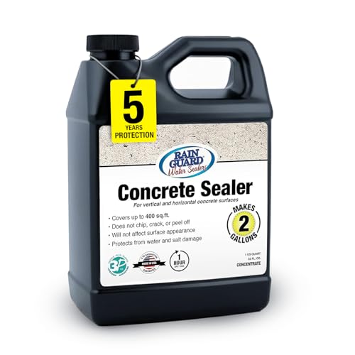 Rain Guard Concrete Sealer 5 Gallon | Ready to Use | Natural Finish | Deep Penetrating Protection Against Water and Salt Damage for All Concrete Surfaces | Silane/Siloxane Waterproofer | Ready To Use, Natural Finish, Clear, Deep Penetrating Protection Ag…