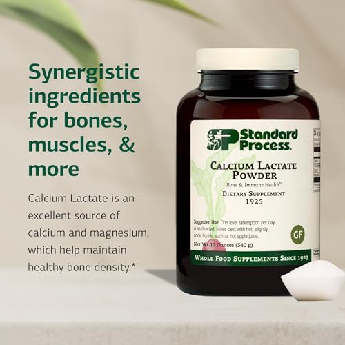 Standard Process - Calcium Lactate Powder - Bone Health & Immune Support - Calcium Magnesium Supplement for Bone Strength & Blood Health - Non-Dairy, Soy & Gluten-Free - 12 oz