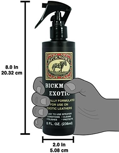 Bickmore Exotic Leather Cleaner & Conditioner for Exotic Skins and Leathers | One step preserves material and natural sheen on alligator, ostrich, lizard and stingray hides.