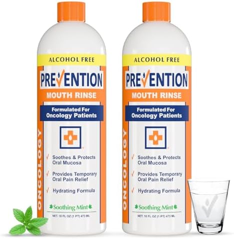 Prevention Oncology Mouthwash, Alcohol Free, Hydrogen Peroxide 16 oz 1-Pack | Specially Formulated Rinse for Oncology Treatment, Soothing, Gentle, Moisturizing Relief of Dry Mouth & Mouth Sores