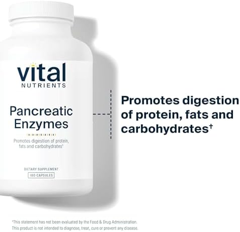 Vital Nutrients Pancreatic Enzymes 1000mg (Full Strength) - Pancreatin Digestion Supplement with Protease, Amylase & Lipase - Digestive Enzymes - Gluten, Dairy, and Soy Free - 90 Capsules