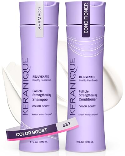 Keranique Volumizing Shampoo & Conditioner Set for Hair Repair, Growth & Thinning Hair Support – Keratin, Biotin, Menthol & Niacinamide, Lightweight Strengthening Formula - Keratin Amino Complex™
