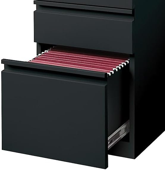 Staples 3-Drawer Vertical File Cabinet, Letter Size Documents, Lockable, 19.88" D x 15" W x 27.75" H, Black