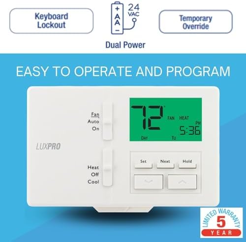 P711 7-Day Programmable or Non-Programmable, Easy-to-Use Thermostat | P711 Prog/Non-Prog, Digital Heating/Cooling Thermostat, Easy DIY Installation, Batteries Included