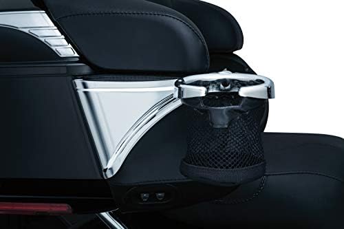 Kuryakyn 1482 Motorcycle Accessory: Passenger Drink/Cup Holder with Mesh Basket for 1998-2013 Harley-Davidson Motorcycles, Right Side, Chrome