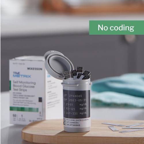 McKesson True METRIX Blood Glucose Test Strips for Diabetes, 50 Strips | Accurate Blood Sugar Monitor, Easy-to-Use with Glucose Meter, Portable, Reliable Diabetes Testing Kit