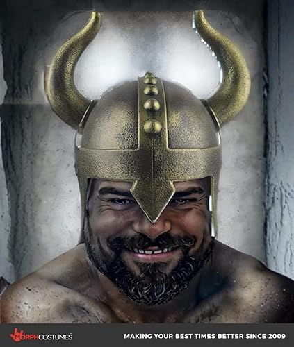Nicky Bigs Novelties Viking Helmet with Horns, Bronze Costume Accessory