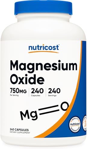 Nutricost Magnesium Oxide 750mg, 240 Capsules, 420mg of Magnesium, GMO-Free | Gluten Free
