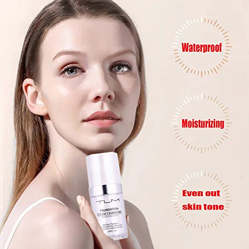 2Pcs 30ml TLM Colour Changing Foundation Makeup Concealer Cover Cream Full Coverage Flawless Liquid Base Nude Face Liquid Cover Concealer Change