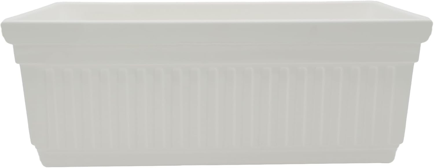 The HC Companies Venetian Window Planter Box w/Drain Plug - Long Planter Box for Windowsills, Balconies & More - Plastic Rectangular Outdoor Planters for Herbs & Flowers (18" Clay, Pack of 1)