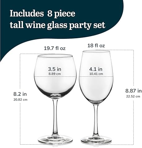 Libbey Vineyard Reserve Wine Glasses Set of 12, Red & White Clear Stemware | 119.7 oz and 18 oz Capacities Designed to Enhance Wine Flavors with Dishwasher-Safe Cleanup