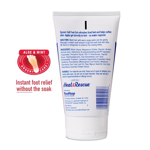 Heal&Rescue Epsom Salt Foot Gel, 4 Ounce, Soothing Relief for Painful, Tired, Aching Feet
