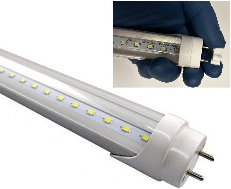 Type B T8 LED Tube Light, 2FT, Daylight 6000K, Clear Cover, 85-265V | Double-End Powered, 24-Inch, F17T8, F18T8, F20T10, F20T12/D Compatible, Not a Plug-and-Play
