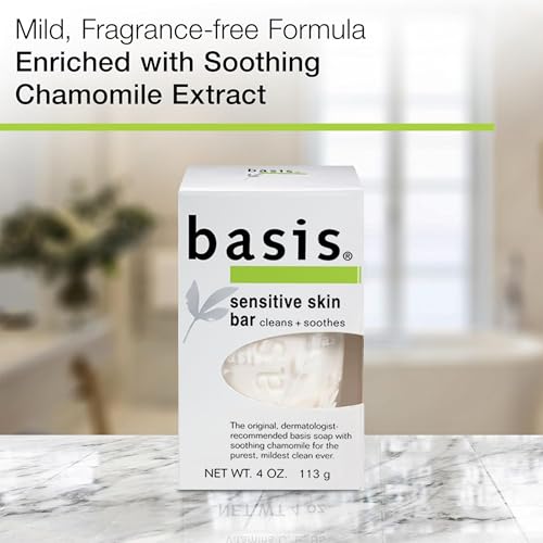 Basis Sensitive Skin Bar Soap for Body, Hands and Face, Multipack, 6 x 4 OZ