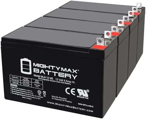 Mighty Max Battery ML9-12NB -12 Volt 9 AH, Nut and Bolt (NB) Terminal, Rechargeable SLA AGM Battery