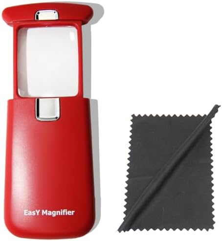 Small Pocket Magnifying Glass 3.0X with LED Light for Reading; Lighted Hand Held Coin Loupe; Mini Magnify Lens; Gifts for Seniors