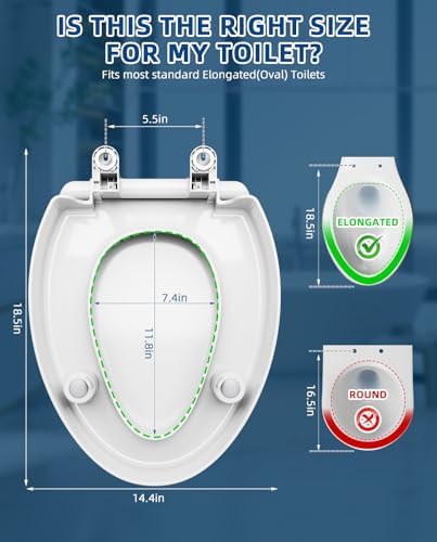 Elevated Toilet seat 3 inch, Elongated Toilet seat risers for Seniors, Slow Close, Heavy Duty, Never Loosen, Raised Toilet seat Elongated Bowl