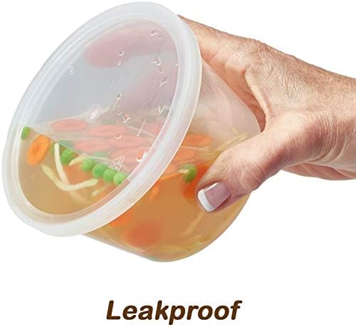 DuraHome - Deli food Storage Containers with Lids 32 oz, Quart Pack of 24 Leak-proof Freezer Safe Microwaveable Soup Storage Container - Clear Plastic Premium Quality