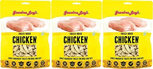 Grandma Lucy's 3 Pack of Freeze-Dried Chicken Single-Ingredient Treats for Dogs and Cats, 4 Ounces Each, Made in The USA