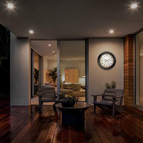 AcuRite 75133M LED Illuminated Outdoor Clock with Temperature and Humidity, 24", Black