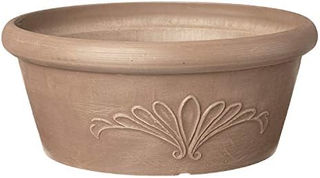 Arcadia Garden Products PSW TA25C Plastic/Stone/Wood Composite Bulb Pan – No Drainage Hole (Drillable), Planter Bowl for Succulents, Bonsai, Fairy Gardens, Herbs,10-Inch, Chocolate