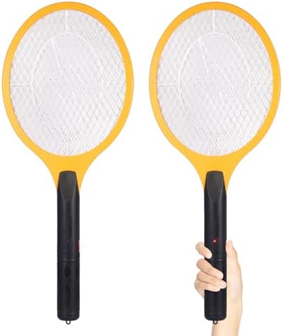 Electric Fly Swatter Handheld Bug Zapper - Indoor Outdoor Zapping Racket for Pest Mosquito & Flies - Battery Powered Safe to Touch with 3-Layer