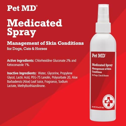 Pet MD Topical Spray for Dogs, Cats, and Horses - 8 oz | with Essential Fatty Acids, Aloe and Vitamin E