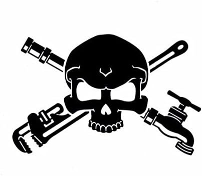 Plumber Skull Cross Wrenches Vinyl Decal Window Sticker Graphic Auto Wall Laptop, Die cut vinyl decal for windows, cars, trucks, tool boxes, laptops