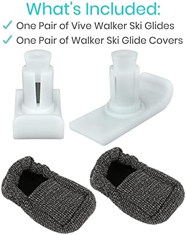 Vive Walker Ski Glides & Covers 4 PCS - Tennis Ball Accessories Sliders for Seniors, Universal