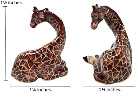 WitnyStore Tiny 2¾" Brown Standing Look Right Giraffe Figurine - Miniature Hand Made Ceramic Giraffes Tropical Savanna Africa Wild Life Cute Animals Porcelain Decorative Collectible Figure Décor Gifts
