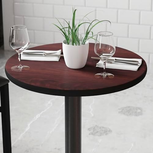 Flash Furniture 24" Round Reversible Table Top, Black/Mahogany | Reversible Laminate Top, Durable Construction, Commercial Use