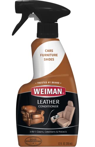 Weiman Leather Cleaner & Conditioner - 12 Fl Oz - Non Toxic Cleans Conditions and Restores Leather Surfaces - UV Protectants Help Prevent Cracking