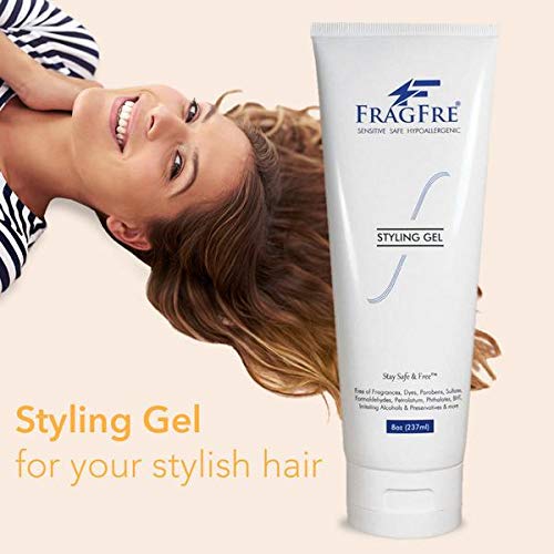 Styling Gel Fragrance Free 8 oz Medium Hold - Hair Styling Gel for Sensitive Skin - Hypoallergenic Parabens Free - Gluten Free Vegan Cruelty Free