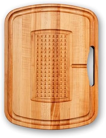 John Boos Maple Wood Cutting Board, 24”x18” – 2.25” Thick, 31-lb Reversible Wooden Butcher Block with Catch Pan, Sloped Juice Groove