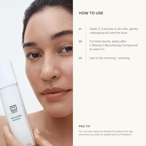 U Beauty The SUPER Hydrator - Mega-Dose Skin Hydrator and Hyaluronic Acid Moisturizing Cream with Peptides and Grapeseed Oil for Supple, Smooth