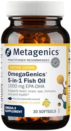 Metagenics OmegaGenics Omega-3 Fish Oil 1000mg EPA DHA -High Potency Omega 3 Supplement for Heart, Brain & Joint Health-Sustainably Sourced- 60 Softgels