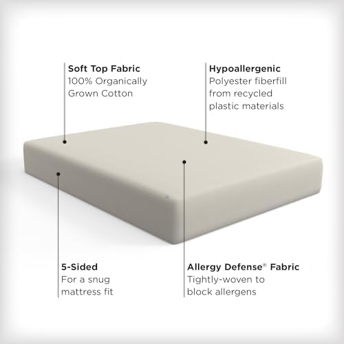 AllerEase Organically Grown Cotton Waterproof Mattress Pad Full