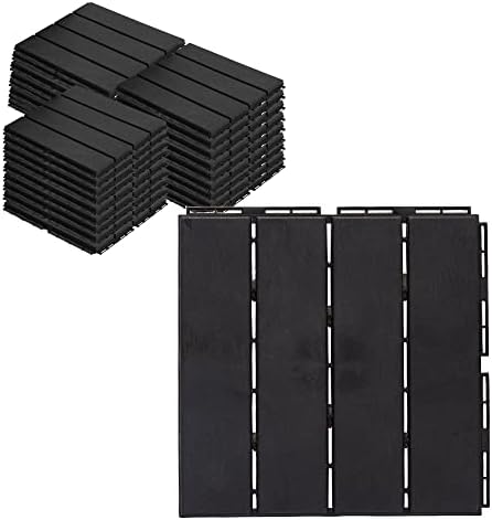 ASTEROUTDOOR Interlocking Deck Tiles Plastic Waterproof Outdoor Flooring 12" x 12" for Patio Garden Deck Poolside Indoor Outdoor, 10 pcs, Gray