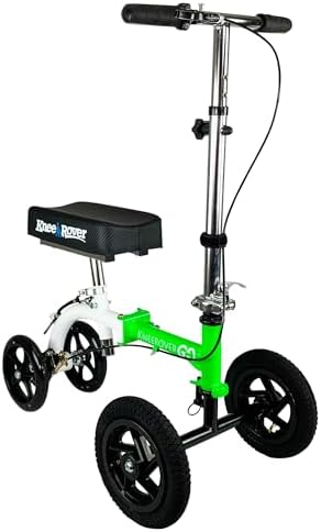 KneeRover GO Hybrid Knee Scooter for Adults, Green | Most Compact, All Terrain, Heavy Duty, For Foot Surgery & Broken Ankle Injuries