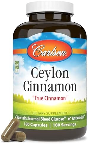 Carlson Ceylon Cinnamon, Cinnamon Supplements, 500 mg, 180 Capsules
