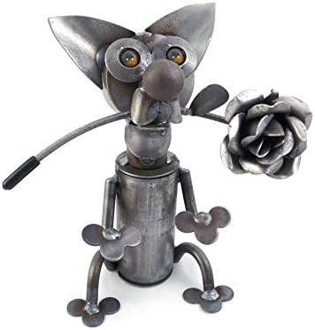 Yardbirds Latin Lover - American Made Recycled Metal Art Chihuahua Dog Sculpture, Indoor/Outdoor, 9"