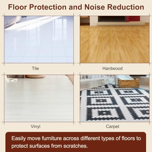 Furniture Slider Pads, 20pcs Teflon Moving Furniture Glides with Screws Reusable Feet Protector for Carpet, Tiled and Hardwood Floors (Brown)