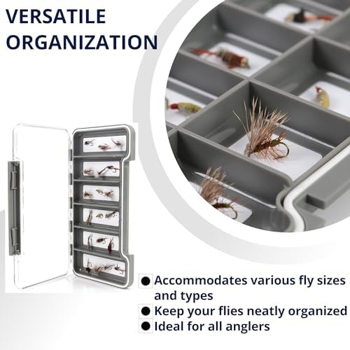 Maxcatch Super Slim Magnetic Back Waterproof Fly Fishing Box: 6, 12, or 18 Compartments(HB96B (8 Compartments))