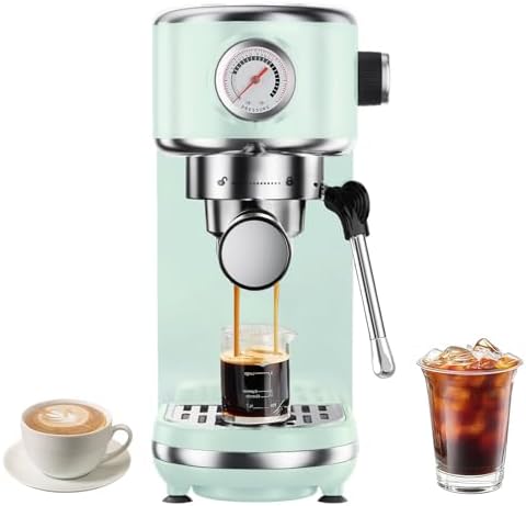 atatix 20 Bar Espresso Machine with Milk Frother, Compact Espresso Maker | Stainless Steel Coffee Machine with Precise Temp Control, 44oz Removable Water Tank for Latte, Cappuccino, White